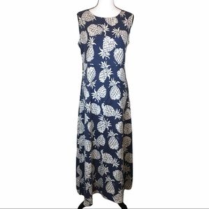 ⭐️ 3/$20 Vintage Hilo Hattie Island Collection Pineapple Silk Blue Maxi …